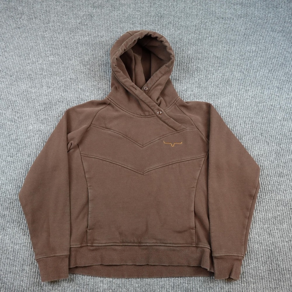 Kimes Ranch Hoodie Mens Medium Brown Fleece Pullover Sweatshirt Western Logo